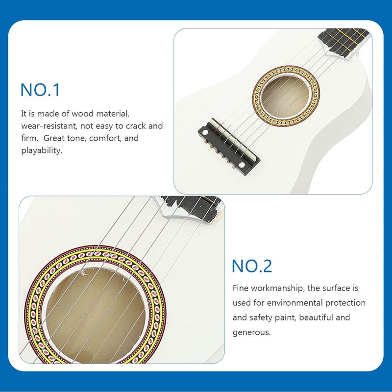 comfrt 21 Inch Guitar Small Acoustic Guitar for Beginners 6- String Wooden Guitar White - Image 2