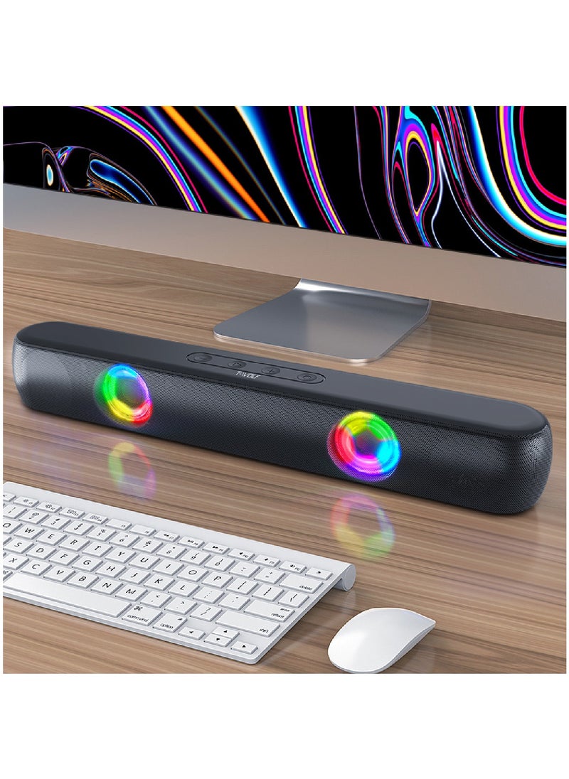 T-WOLF Computer Speakers Bluetooth Desktop Soundbar Stereo Audio RGB Gaming PC  Wireless AUX Wired USB Power Desk Monitor Laptop PC External Speaker  - Image 5