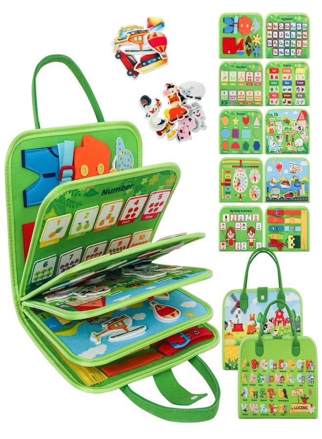 lucdnc Toddler Busy Board Montessori Toys for 3 Year Old Birthday Gifts for Kids 10 Pages in 1 Soft Felt Activity Book Develop Fine Skills Educational Learning Sensory Travel Toys for Airplane Car - Image 1