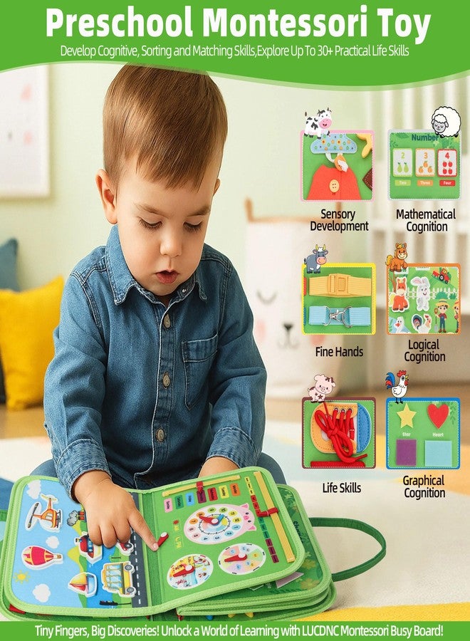lucdnc Toddler Busy Board Montessori Toys for 3 Year Old Birthday Gifts for Kids 10 Pages in 1 Soft Felt Activity Book Develop Fine Skills Educational Learning Sensory Travel Toys for Airplane Car - Image 4