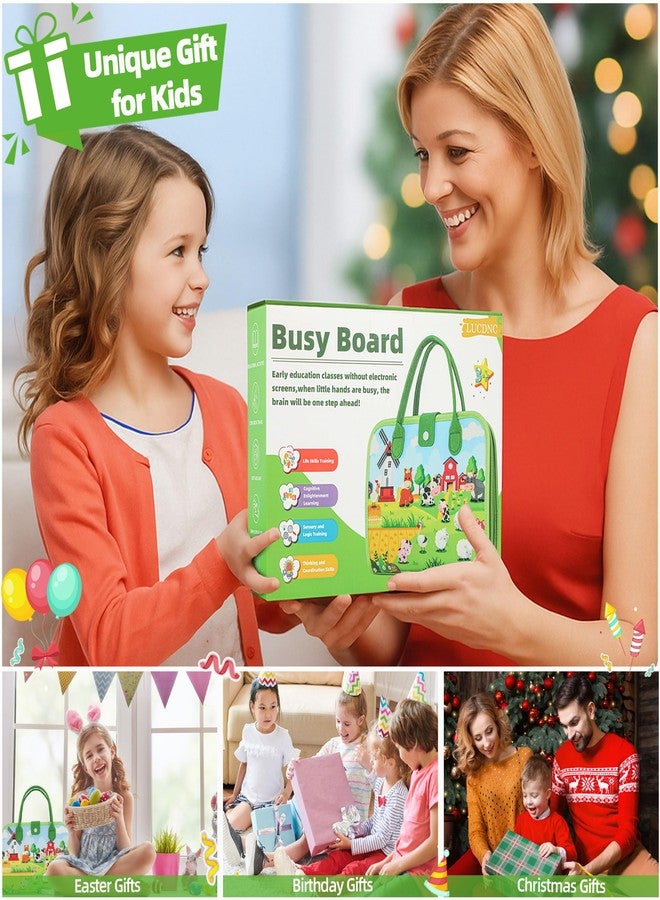 lucdnc Toddler Busy Board Montessori Toys for 3 Year Old Birthday Gifts for Kids 10 Pages in 1 Soft Felt Activity Book Develop Fine Skills Educational Learning Sensory Travel Toys for Airplane Car - Image 2