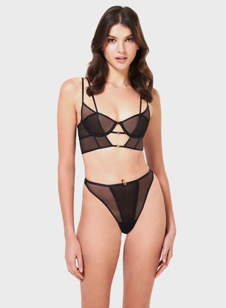 Cut Out Mesh Detail Bra