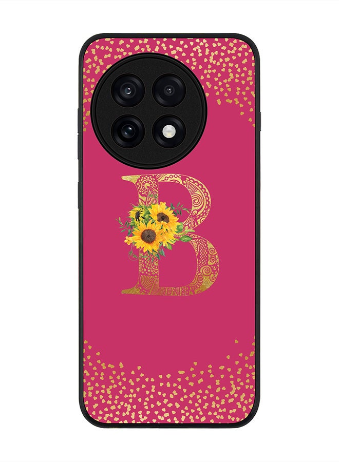 Stylizedd For OnePlus 13R / Ace 5 Pro Case,Slim fit Camera Protection, Shockproof Thin Phone cover  - Custom Floral Monogram - B ( Deep Pink )