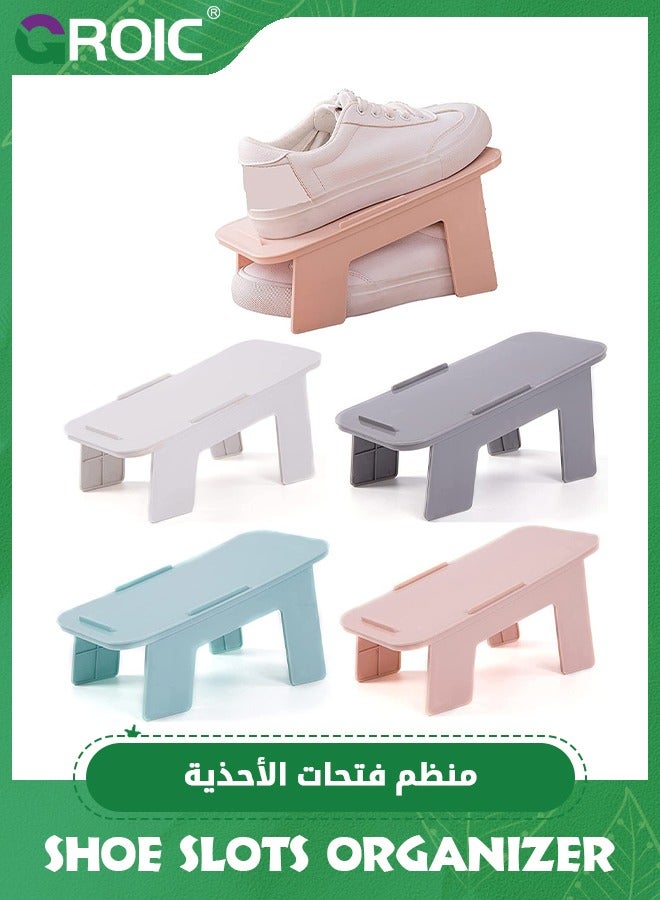 GROIC 4 Pack Shoe Slots Organizer,Double Layer Stack Shoe 50% Space-Saving Storage Shoe Rack Detachable and Combinable Simple Shoe Rack Creative Storage Shoe Rack Household Shoe Storage Rack - Image 1