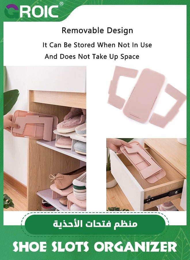 GROIC 4 Pack Shoe Slots Organizer,Double Layer Stack Shoe 50% Space-Saving Storage Shoe Rack Detachable and Combinable Simple Shoe Rack Creative Storage Shoe Rack Household Shoe Storage Rack - Image 3