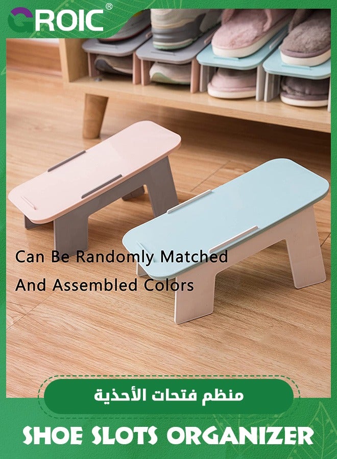 GROIC 4 Pack Shoe Slots Organizer,Double Layer Stack Shoe 50% Space-Saving Storage Shoe Rack Detachable and Combinable Simple Shoe Rack Creative Storage Shoe Rack Household Shoe Storage Rack - Image 4