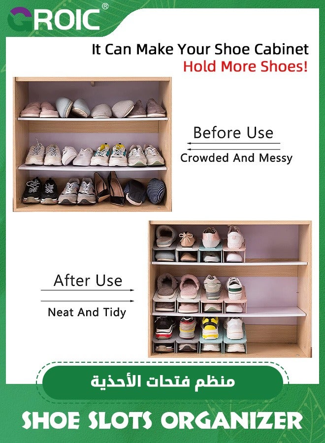 GROIC 4 Pack Shoe Slots Organizer,Double Layer Stack Shoe 50% Space-Saving Storage Shoe Rack Detachable and Combinable Simple Shoe Rack Creative Storage Shoe Rack Household Shoe Storage Rack - Image 5