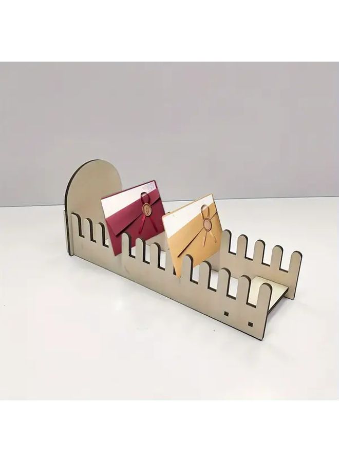 Wooden Greeting Card Display Stand 12 Slot Desktop Organizer Postcard Holder - Image 2