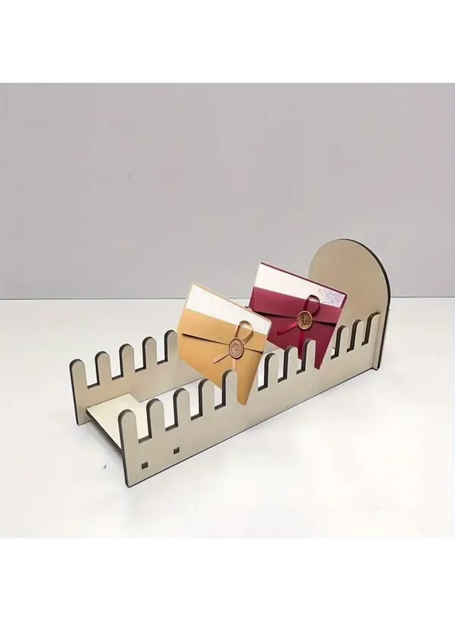 Wooden Greeting Card Display Stand 12 Slot Desktop Organizer Postcard Holder - Image 3