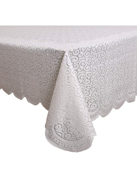 Kuber Industries Zig Zag Design Cotton Rectangular 6 Seater Dining Table Cover (CTKTC01257, White, Standard) Pack of 1