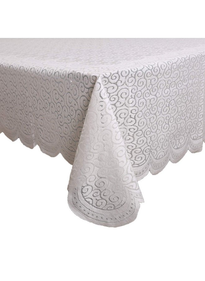 Kuber Industries - Kuber Industries Zig Zag Design Cotton Rectangular 6 Seater Dining Table Cover (CTKTC01257, White, Standard) Pack of 1 - Image 1