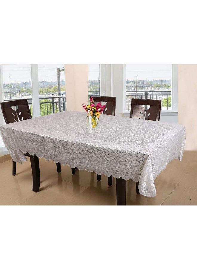 Kuber Industries - Kuber Industries Zig Zag Design Cotton Rectangular 6 Seater Dining Table Cover (CTKTC01257, White, Standard) Pack of 1 - Image 1