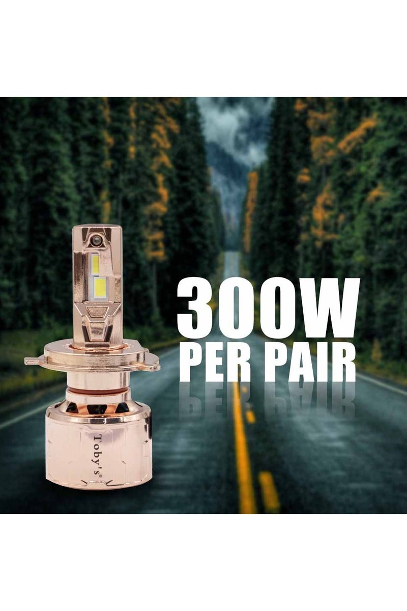 Toby's Toby’s LX-150 H4 – 300W 2 Pieces of LED Headlights with 30,000 Lumens, IP65 Protection, Rotary Cooling, and Bonus Keychain for Ultimate Night Driving Power - Image 3