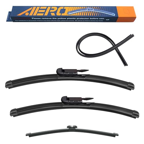 Aero مساحات AERO بديلة لفورد برونكو (ليس طراز سبورت) 2024 2023 2022 2021، 17" + 17" أمامي + 8" خلفي، شفرات مساحات زجاج أمامي لجميع الفصول مع إعادة تعبئة إضافية + ضمان لمدة سنة (مجموعة من 3)  - Image 1