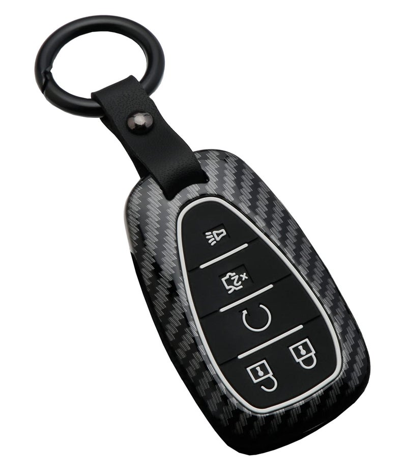 Muxkenper Key Fob Cover Case Fit for Chevrolet 2019 2018 2017 Chevy Malibu Camaro Equinox Trax Traverse Sonic Cruze Volt Spark Keyless Entry Remote Case Holder ABS Carbon Fiber Pattern (Black) - Image 1