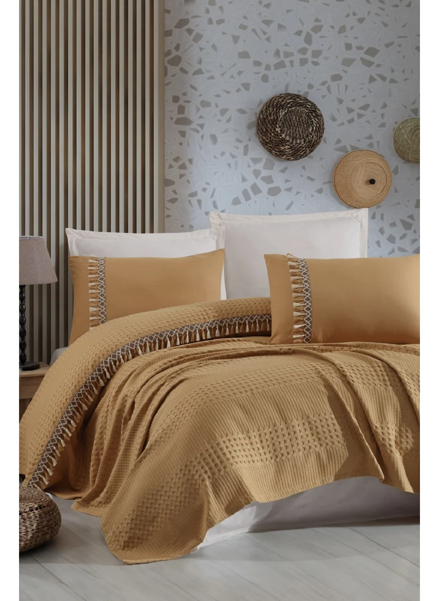 Clasy Boutique Single Tasseled Pique Set Bohamline Mustard