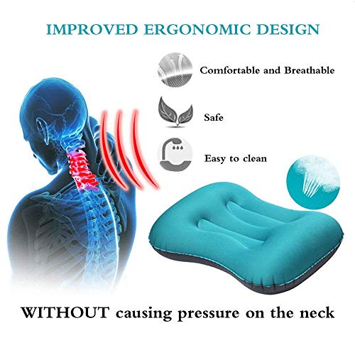 SUNYAO 2 Pack Set Ultralight Inflatable Camping Pillows with Compact Pouch Sack Ergonomic Pillow for Neck & Lumbar Support While Camping, Backpacking，Hiking - Image 4