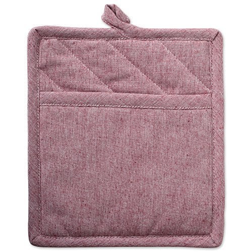 DII 100% Cotton Solid Chambray Kitchen Set, Potholders, Aqua, 2 Piece - Image 2