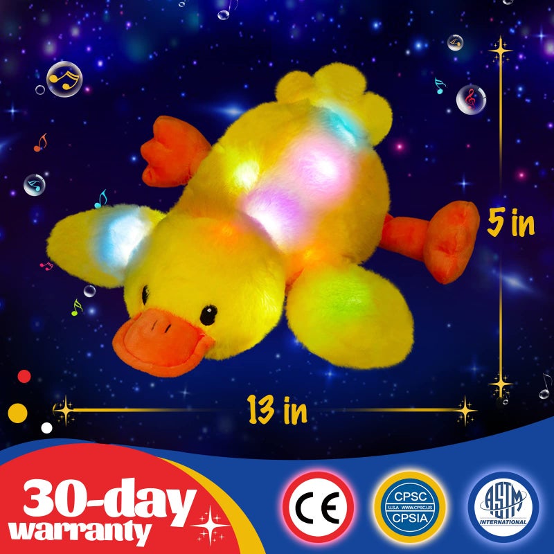 Glow Guards 12'' Musical Light Up Yellow Duck Stuffed Animal LED Glowing Singing Soft Plush Toy Pillow Night Lullaby Holiday Birthday Children's Day Gifts for Toddler Kids - Image 4
