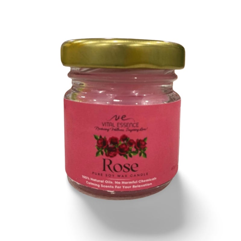 VE VITAL ESSENCE Soy Wax Mini Jar Scented Candles Set of 6 Lavender Jasmine Blue Ocean Sandalwood Vanilla Rose  - Image 3