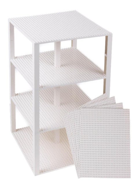 Strictly Briks Classic Stackable Baseplates, Building Bricks for Towers, Shelves, and More, 100% Compatible with All Major Brands, White, 4 Base Plates & 30 Stackers, 10x10 Inches