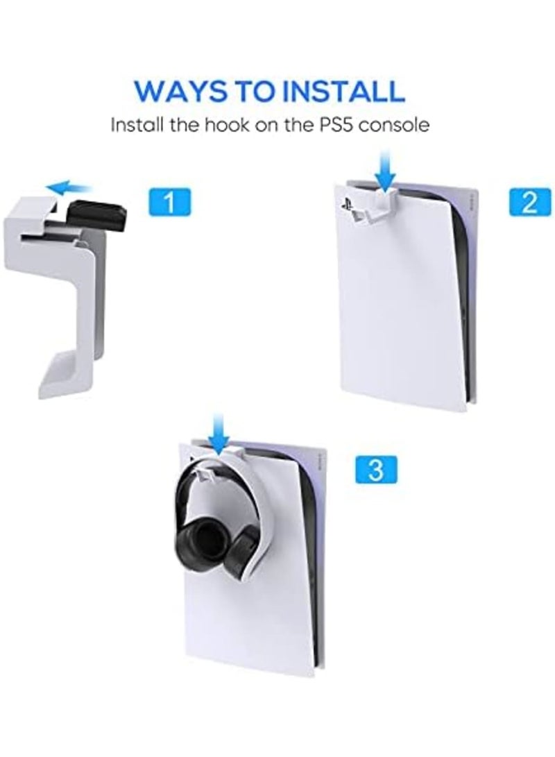 Luckam PS5 Headphone Holder - Minimalist Aluminum Hook for Gaming Headsets, Stylish and Space-Saving Design for Sony Playstation 5, White - Image 3