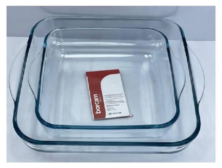 بوركام طقم صوانى زجاج بايركس حرارى 2 قطعة  من بروكام مقاسين صناعة تركية - Image 1