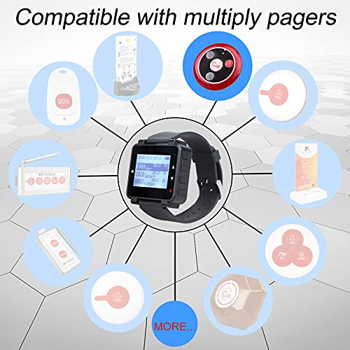 Retekess T128 Restaurant Pager System,Smart Call Button,Max 500,Wrist Pager,5 4-Key Help Alert Waterproof Call Buttons for Waiter,Customer,Caregiver - Image 5