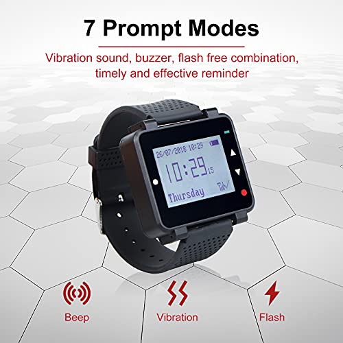 Retekess T128 Restaurant Pager System,Smart Call Button,Max 500,Wrist Pager,5 4-Key Help Alert Waterproof Call Buttons for Waiter,Customer,Caregiver - Image 4