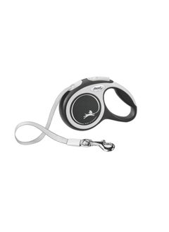 Flexi FLEXI® New Comfort Tape Retractable Dog Leash for Large Dogs Upto 110 lbs. - 26 ft., Nylon, Grey/Black| Tangle Free Pet Walking Leash with One-Handed Brake, Pause, Lock |German Quality Product  - Image 1