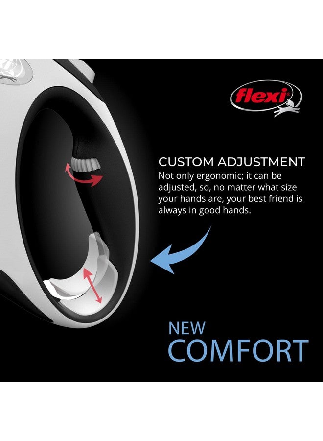 فلكسي مقود الكلب القابل للسحب FLEXI® New Comfort Tape للكلاب الكبيرة التي يصل وزنها إلى 110 رطل - 26 قدمًا، نايلون، رمادي/أسود | مقود مشي للحيوانات الأليفة خالٍ من التشابك مع فرامل بيد واحدة وإيقاف مؤقت وقفل | منتج بجودة ألمانية - Image 3