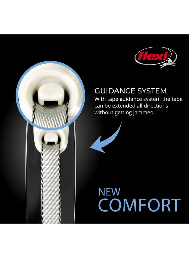 فلكسي مقود الكلب القابل للسحب FLEXI® New Comfort Tape للكلاب الكبيرة التي يصل وزنها إلى 110 رطل - 26 قدمًا، نايلون، رمادي/أسود | مقود مشي للحيوانات الأليفة خالٍ من التشابك مع فرامل بيد واحدة وإيقاف مؤقت وقفل | منتج بجودة ألمانية - Image 4