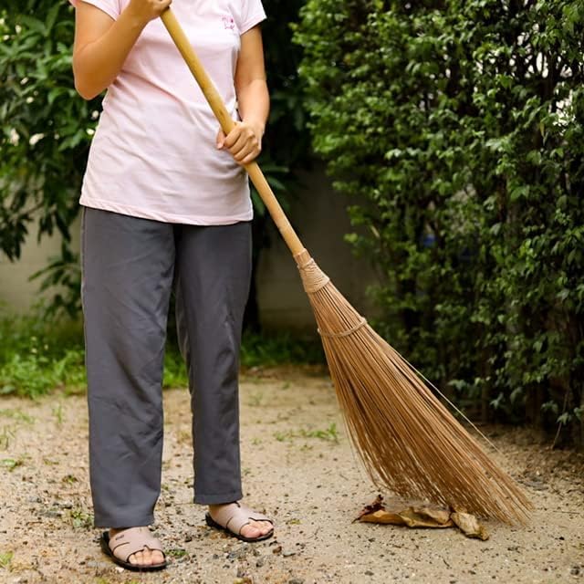 HAPPYMATES Long Stick Broom for Home/Office Wet Floo,for Garden, Outdoor Cleaning Natural and Pure Bamboo Seek Coconut Jhadu/Brooms - Image 2