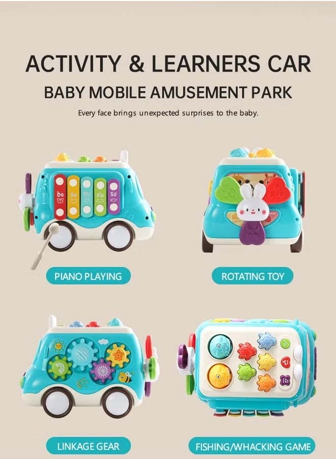 Baby Musical Toys Building Blocks Bus Toy with Sound  Light, with Xylophone/Hammering/Fishing Game  Windmill  Gear Rotation etc Sensory Learning, Educational Musical Learning Instruments Toy Gift fo - Image 3