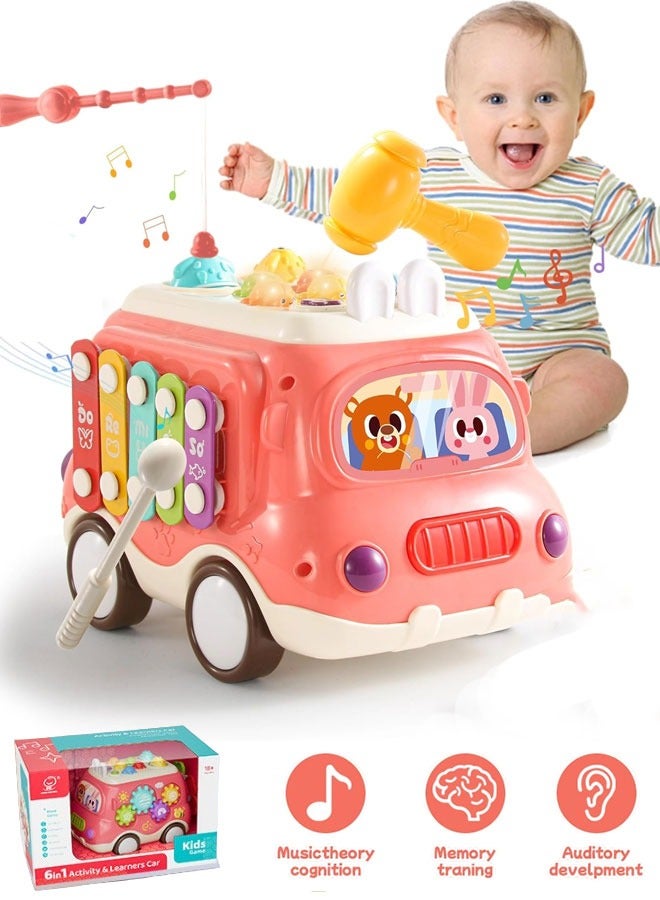 Baby Musical Toys Building Blocks Bus Toy with Sound  Light, with Xylophone/Hammering/Fishing Game  Windmill  Gear Rotation etc Sensory Learning, Educational Musical Learning Instruments Toy Gift fo - Image 1