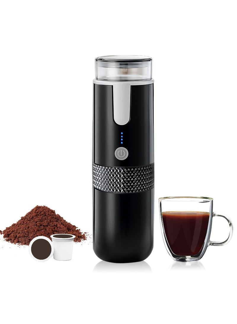 SYOSI صانع الإسبريسو المحمولة، آلة قهوة كهربائية للسفر إصدار غير ساخن متوافقة مع كبسولات K وقهوة مطحونة، صانع إسبريسو مدمج للمكتب، السفر، التخييم، واستخدامات في الهواء الطلق - Image 1