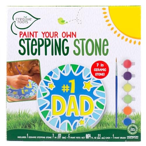 Creative Roots Paint Your Own 1 Dad Stepping Stone Paintable Ceramic 7 in Stone Includes 6 Acrylic Paints Paintbrush Great Arts and Crafts for Kids Ages 812 Fathers Day Gift - Image 1