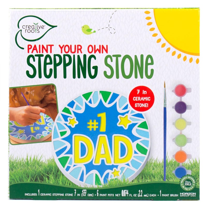 Creative Roots Paint Your Own 1 Dad Stepping Stone Paintable Ceramic 7 in Stone Includes 6 Acrylic Paints Paintbrush Great Arts and Crafts for Kids Ages 812 Fathers Day Gift - Image 2