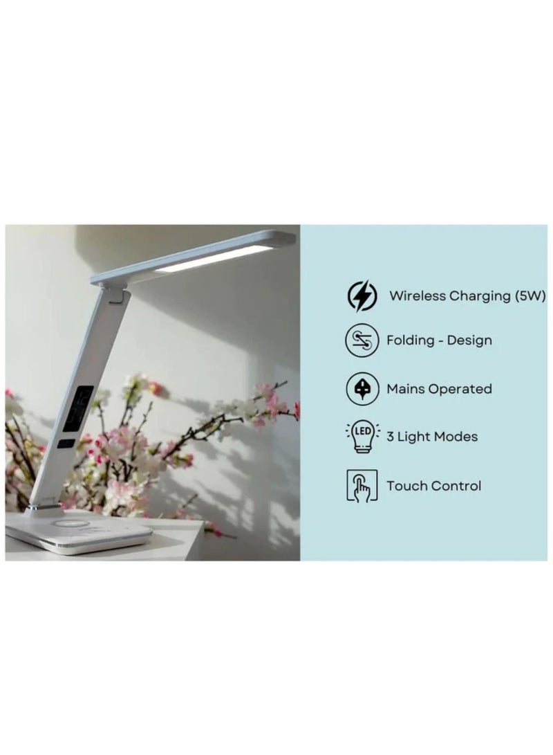 لايت مصباح طاولة قابل للطي مع شاحن لاسلكي LED ضوء الليل المنبه الرقمي U13Q - Image 4