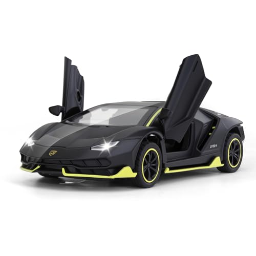 SASBSC Lamb SVJ Toy Cars for Boys Age 312 136 Small Diecast Metal Model Car Toys with Light and Sound Pull Back Sport Car for 3 Years Old Kids Birthday Black - Image 1