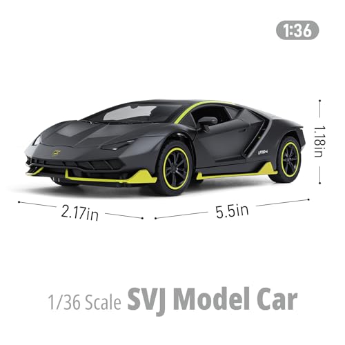 SASBSC Lamb SVJ Toy Cars for Boys Age 312 136 Small Diecast Metal Model Car Toys with Light and Sound Pull Back Sport Car for 3 Years Old Kids Birthday Black - Image 5