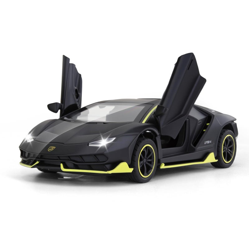 SASBSC Lamb SVJ Toy Cars for Boys Age 312 136 Small Diecast Metal Model Car Toys with Light and Sound Pull Back Sport Car for 3 Years Old Kids Birthday Black - Image 3