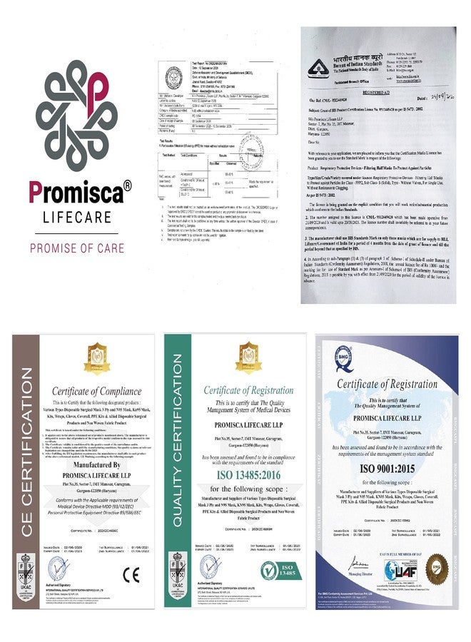 بروميسكا قناع الوجه بروميسكا N95 (عبوة من 5 قطع) قناع وجه واقٍ بحلقة للأذن، ترشيح من 5 طبقات مع قطن أصلي منفوخ بالذوبان والهواء الساخن (صغير، أخضر) - Image 5