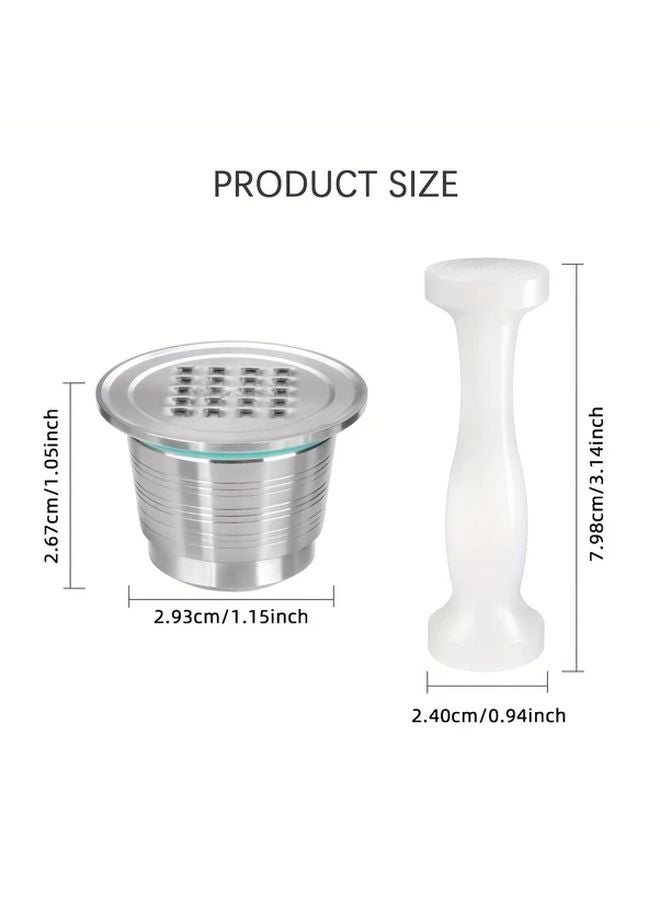 كبسولات قهوة قابلة لإعادة الاستخدام وقابلة لإعادة التعبئة، مصنوعة من الفولاذ المقاوم للصدأ ومزودة بمكبس بلاستيكي، مناسبة لآلات نسبرسو الأصلية ذات الوجهين - Image 4