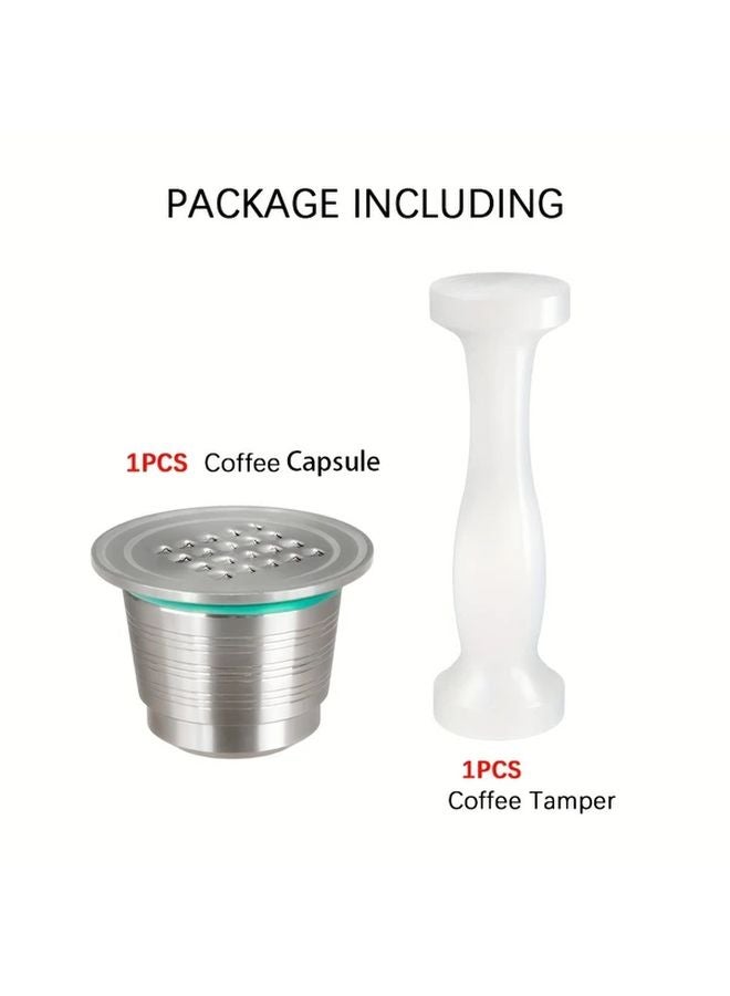 كبسولات قهوة قابلة لإعادة الاستخدام وقابلة لإعادة التعبئة، مصنوعة من الفولاذ المقاوم للصدأ ومزودة بمكبس بلاستيكي، مناسبة لآلات نسبرسو الأصلية ذات الوجهين - Image 1