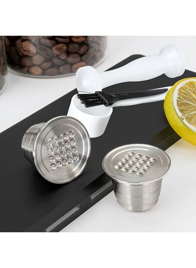 كبسولات قهوة قابلة لإعادة الاستخدام وقابلة لإعادة التعبئة، مصنوعة من الفولاذ المقاوم للصدأ ومزودة بمكبس بلاستيكي، مناسبة لآلات نسبرسو الأصلية ذات الوجهين - Image 2