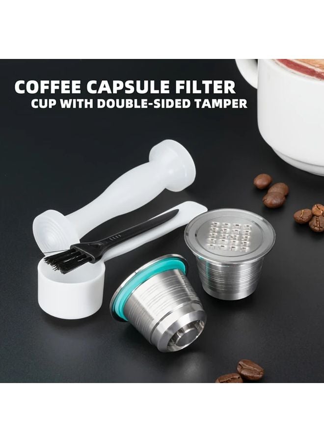 كبسولات قهوة قابلة لإعادة الاستخدام وقابلة لإعادة التعبئة، مصنوعة من الفولاذ المقاوم للصدأ ومزودة بمكبس بلاستيكي، مناسبة لآلات نسبرسو الأصلية ذات الوجهين - Image 3