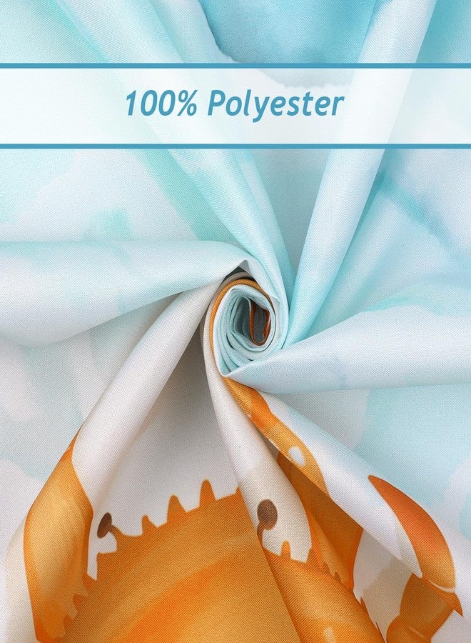 Bonhause Beach Shower Curtain, Teal Blue Ocean Waves Starfish Crab Coastal Bathroom Decor 72 x 72 Inch Polyester Fabric Waterproof Bath Curtain with 12 Hooks - Image 5
