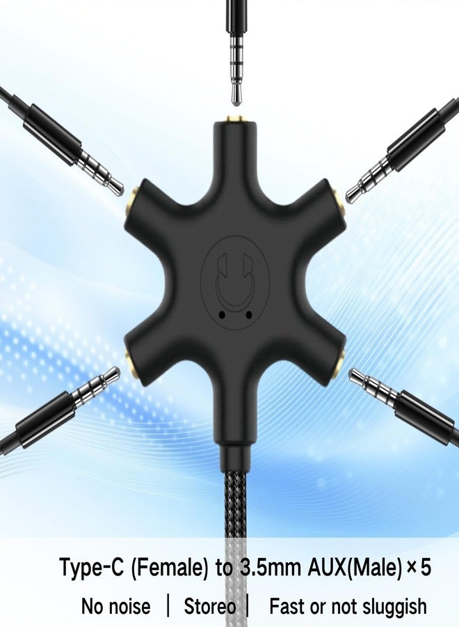 HOSONGIN USB-C Audio Splitter for 5 Headphones - USB C to 3.5mm Hi-Res DAC Adapter for MacBook, iPad Pro, Galaxy S24, Pixel - Travel, Classroom, Gaming Use - Share Audio with Friends - Image 4