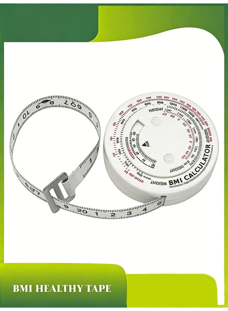 Bmi Measuring Tape, Bmi Wheel Calculator Body Mass Index Calculator, Body Tape Measure for Body Waist Weight Health Accurate Measurement (White) - Image 1